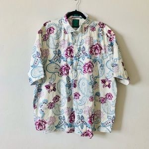 Tiglio Men’s Button Down Short Sleeve Shirt Floral Print 1XB